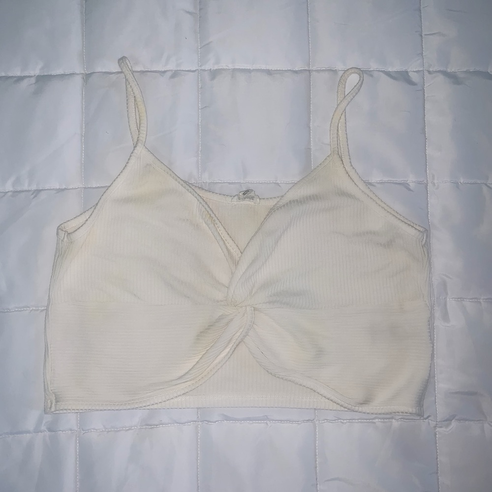 Front-Twist Rib-Knit Crop Tank
